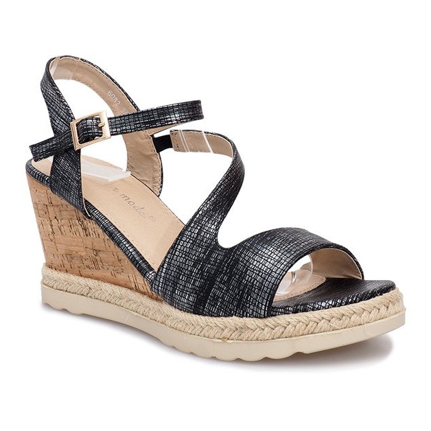 Sandalias con cuña negras de Suede negro 1 Sandalias con cuña negras de Suede negro 1