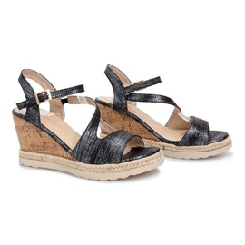 Sandalias con cuña negras de Suede negro 2