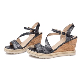 Sandalias con cuña negras de Suede negro 3