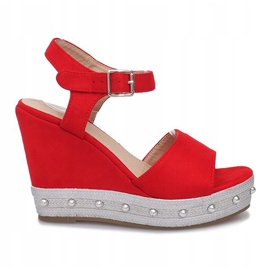 Travel sandalias de cuña rojas rojo 1
