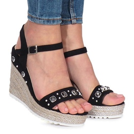 Sandalias negras en el tacón de cuña Glam Shine negro 2