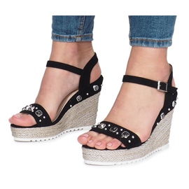 Sandalias negras en el tacón de cuña Glam Shine negro 3