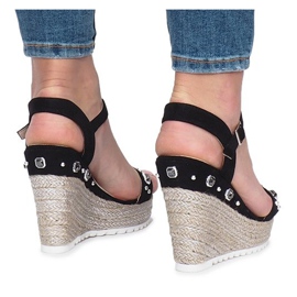 Sandalias negras en el tacón de cuña Glam Shine negro 1