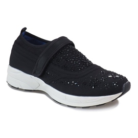 Zapatos negros puntiagudos con adornos de diamantes JT16-1 1