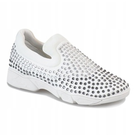 Zapatos de lunares blancos con adornos de diamantes JT12-41 1