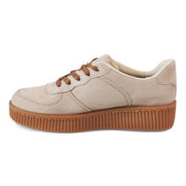 Creepers con cordones beige 7-K3568B 2