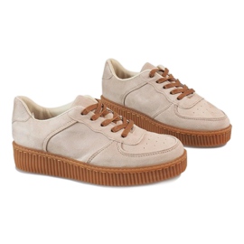 Creepers con cordones beige 7-K3568B 4