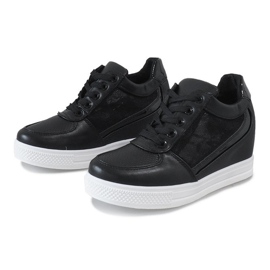 Zapatillas negras de cuña con encaje MY562 negro 3