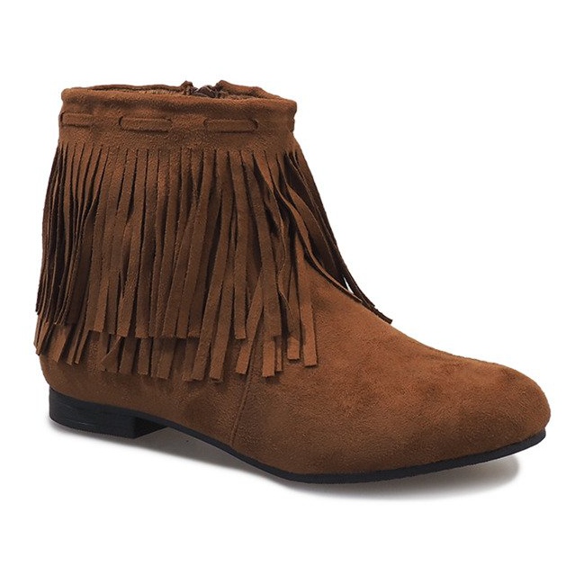 Botas camel con flecos boho LM-656 marrón 1