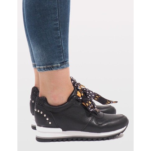 Zapatillas deportivas negras en la cuña G-124 negro 2