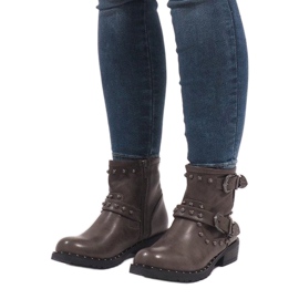 Botas caqui con broches y lentejuelas A8018 multicolor verde 3
