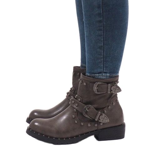 Botas caqui con broches y lentejuelas A8018 multicolor verde 2