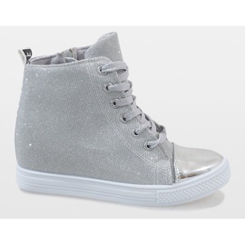 Zapatillas plateadas en la cuña DD385-2 gris 2
