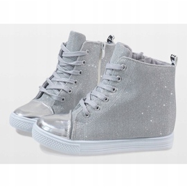 Zapatillas plateadas en la cuña DD385-2 gris 4
