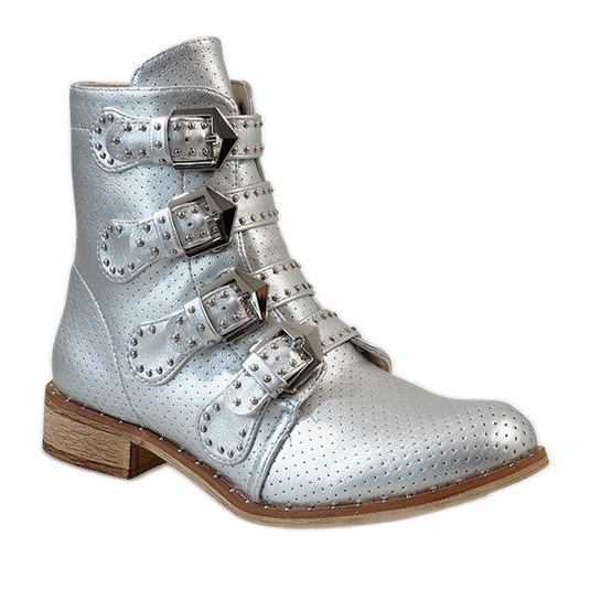Botas plateadas con hebillas CLS-57 gris 1 Botas plateadas con hebillas CLS-57 gris 1