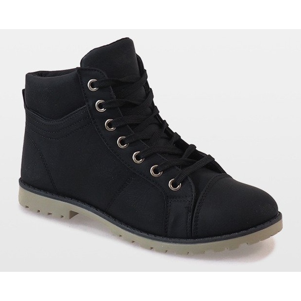 Botas negras con cordones BK-77 negro 1 Botas negras con cordones BK-77 negro 1