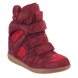 Zapatillas de cuña burdeos H6601-45 rojo 1