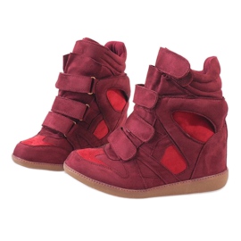 Zapatillas de cuña burdeos H6601-45 rojo 3