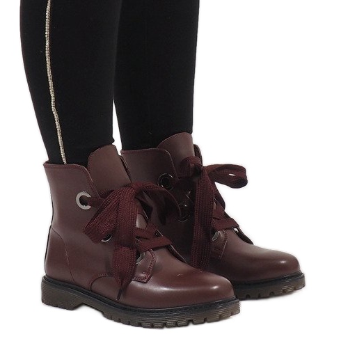 Kayla Shoes Botas burdeos con cordones PF276 rojo 2