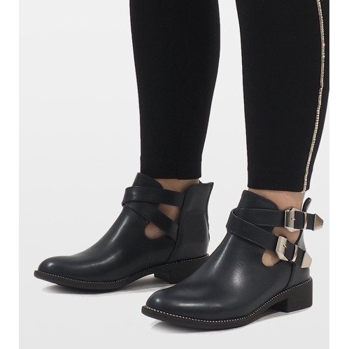 Ideal Shoes Botas abiertas azul marino Y8157 2