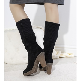 Botas de tacón alto de ante negro 9A0956 1 Botas de tacón alto de ante negro 9A0956 1