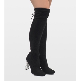 Botas de ante negro en un poste de diamante BM177 3