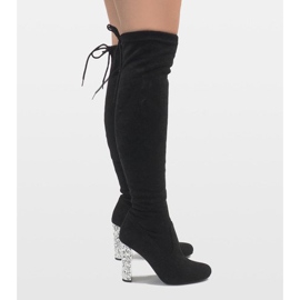 Botas de ante negro en un poste de diamante BM177 4