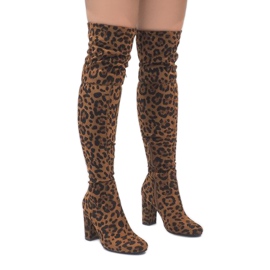 Botas de leopardo en el poste por encima de la rodilla E5116 multicolor 1