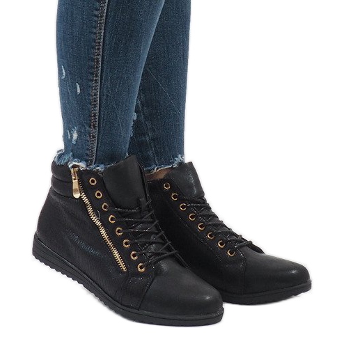 Botas negras con cordones R43L-1 negro 1 Botas negras con cordones R43L-1 negro 1