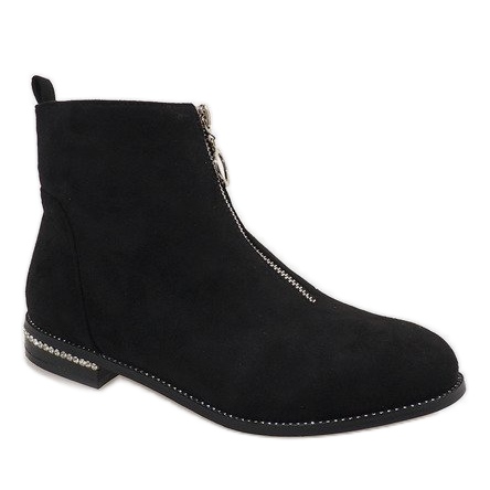 Botines de ante negro con cremallera LL6300 1 Botines de ante negro con cremallera LL6300 1