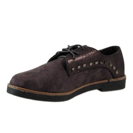 Zapatos grises con cordones y tachuelas LX155 2