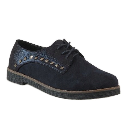 Zapatos azul marino con cordones y tachuelas LX155 1