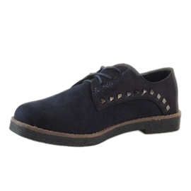 Zapatos azul marino con cordones y tachuelas LX155 2
