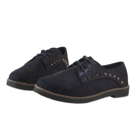 Zapatos azul marino con cordones y tachuelas LX155 3