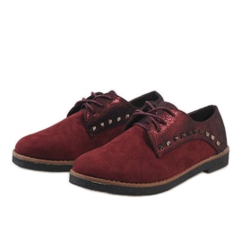 Zapatos rojos con cordones y tachuelas LX155 2