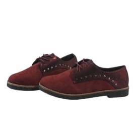 Zapatos rojos con cordones y tachuelas LX155 1