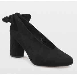 Zapatos de tacón de ante negro en el poste LL-93P Schwarz 1