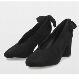 Zapatos de tacón de ante negro en el poste LL-93P Schwarz 3