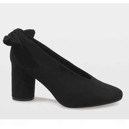 Zapatos de tacón de ante negro en el poste LL-93P Schwarz 2