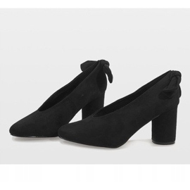 Zapatos de tacón de ante negro en el poste LL-93P Schwarz 4