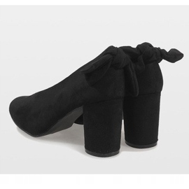 Zapatos de tacón de ante negro en el poste LL-93P Schwarz 5