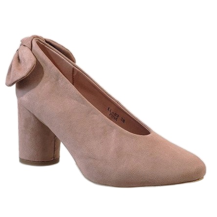 Zapatos de tacón de ante rosa en el poste LL-93P 1