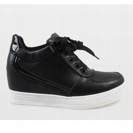 Zapatillas negras con cremallera MY560 dorada negro 2