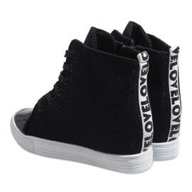 Zapatillas negras en la cuña DD385-4 negro 4
