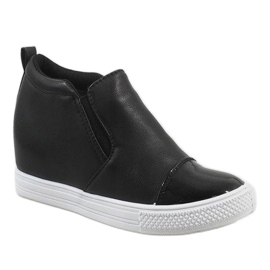 Zapatillas negras en la cuña DD409-4 negro 1