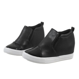 Zapatillas negras en la cuña DD409-4 negro 3
