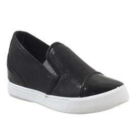 Zapatillas negras en la cuña DD436-1 negro 1