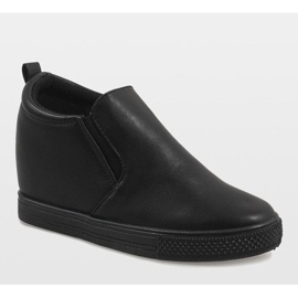 Zapatillas negras en la cuña DD384-1 negro 1