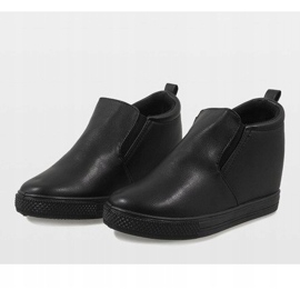 Zapatillas negras en la cuña DD384-1 negro 4