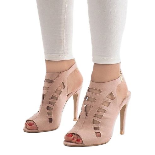 Botas rosa caladas de tacón alto 238-8 1